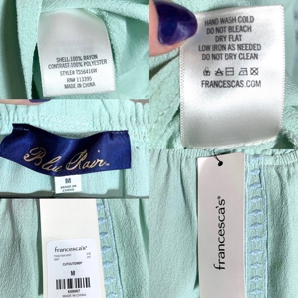 Francesca’s Quinn Peasant Embroidered Blouse Size Medium - Picture 11 of 12